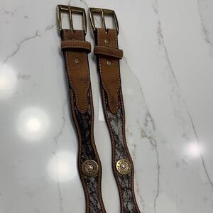 Nocona Brown Leather Kids Belt Pair with Brass Buckles